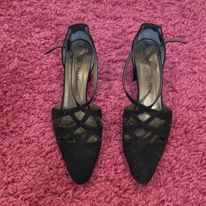 YSL Vintage black healed mules